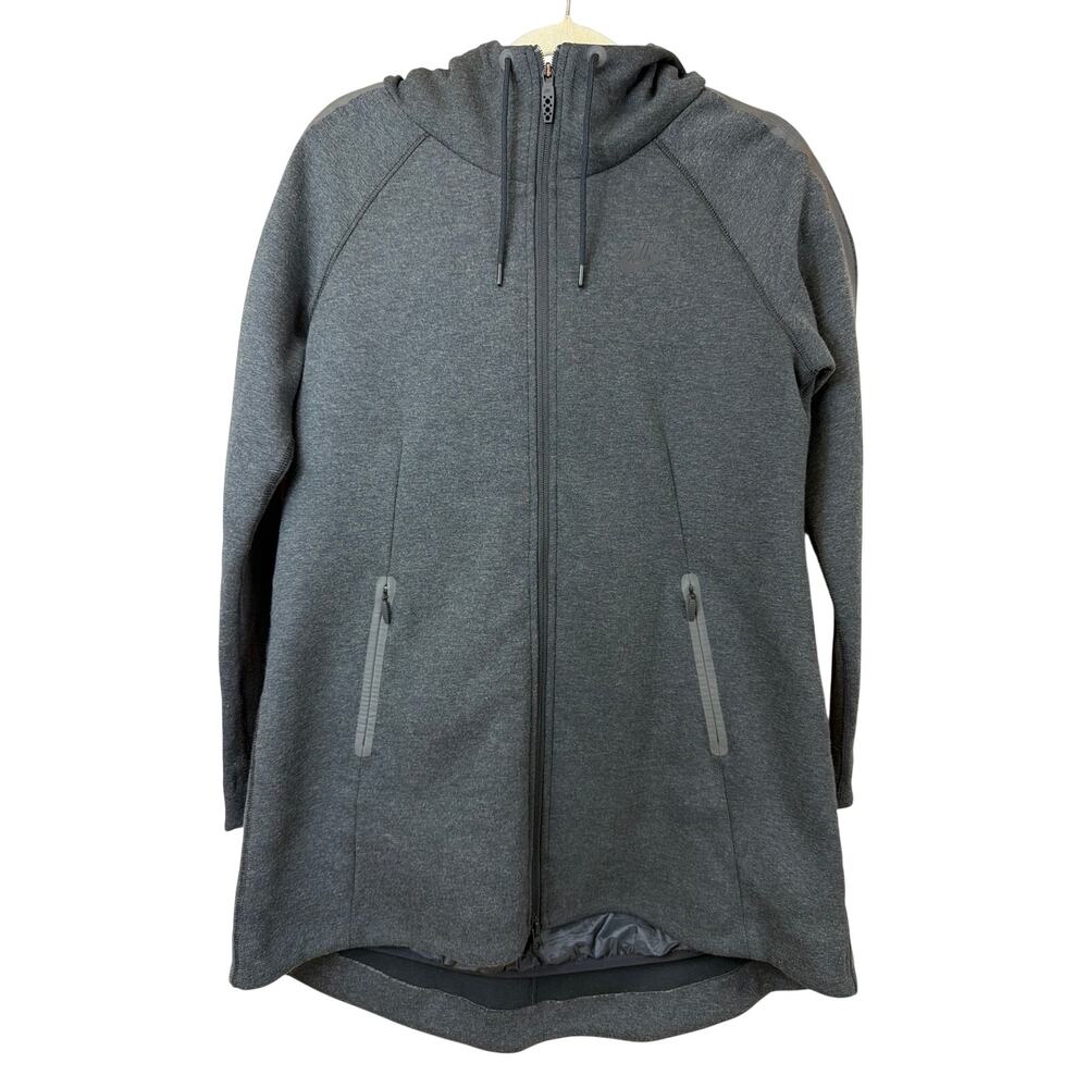 Nike Grey Oversized Hooded Full Zip Long Jacket Size S